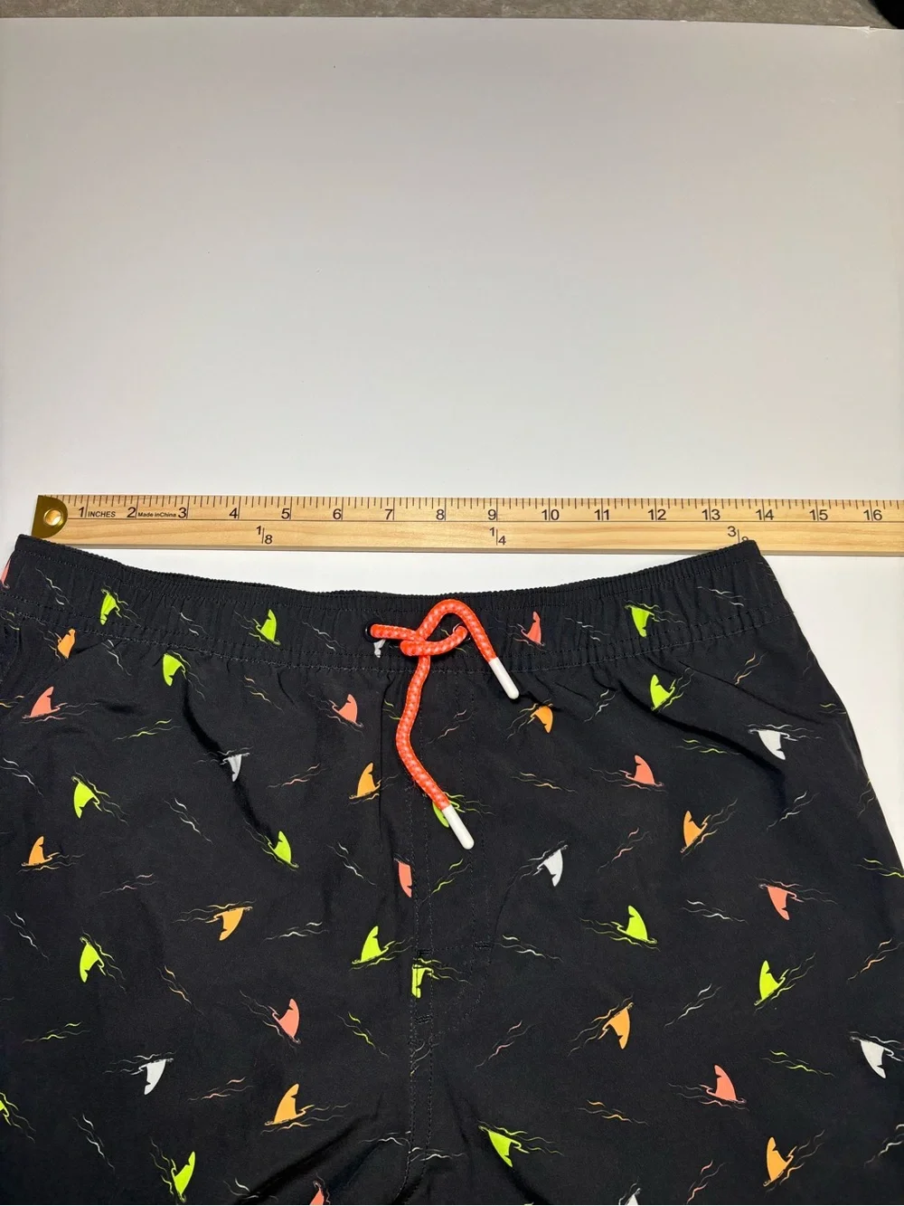 Boys  Black Swim Shorts with Neon Surf Print size 14-16